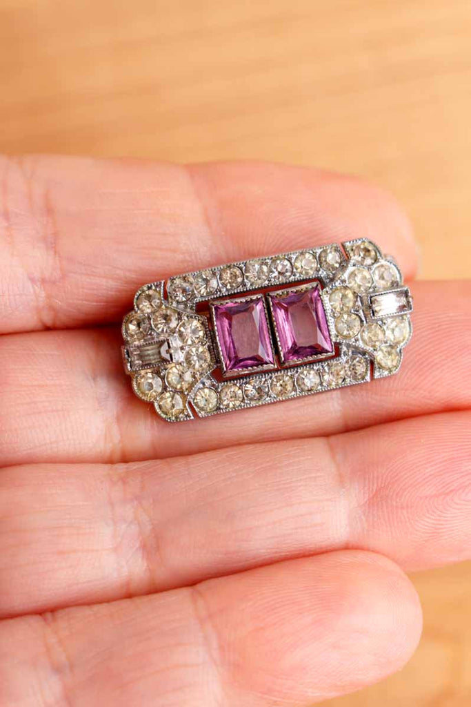 Vintage Strass Brosche Art Deco