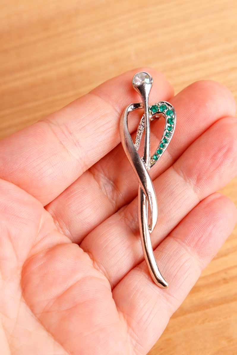 Vintage Strass Brosche silber Engel