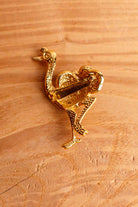 VTG Brosche Vogel Strauss gold Emaille