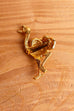 VTG Brosche Vogel Strauss gold Emaille