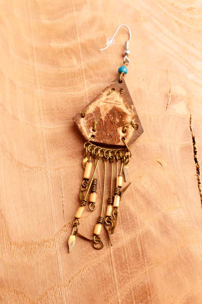 Boho Ohrhänger aus Peru Messing+Kokos