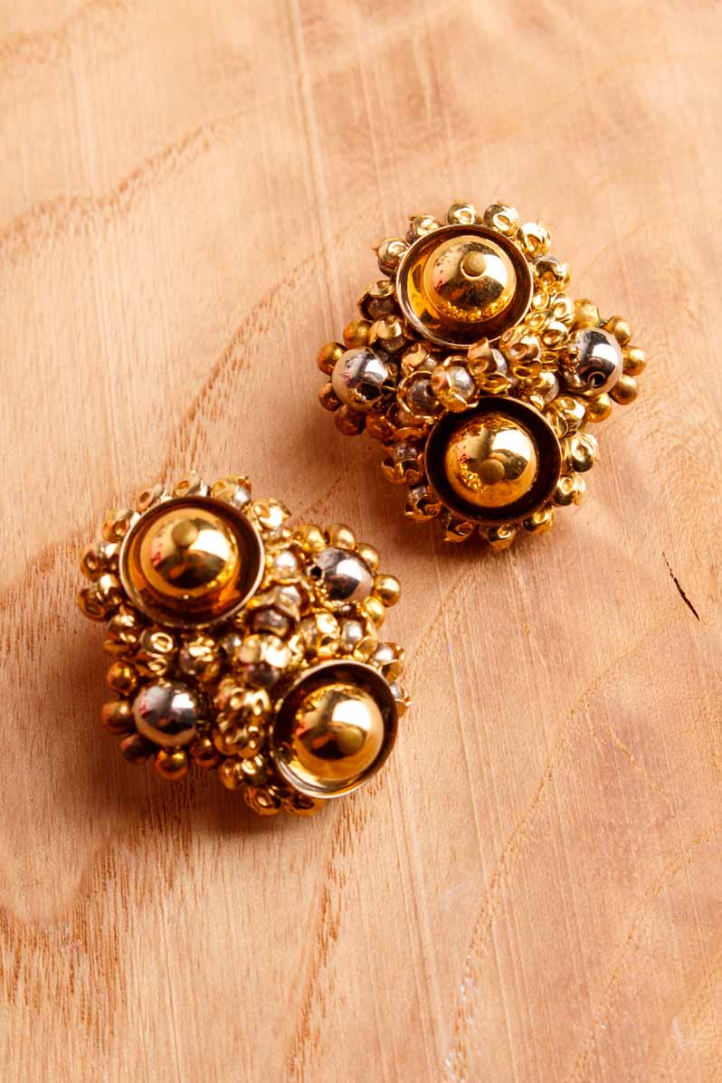 60s ausgefallene Ohrclips gold Perlen