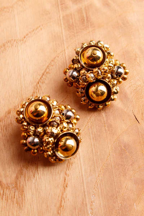 60s ausgefallene Ohrclips gold Perlen