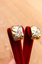 80er Jahre Ohrclips gold mit Glitzer
