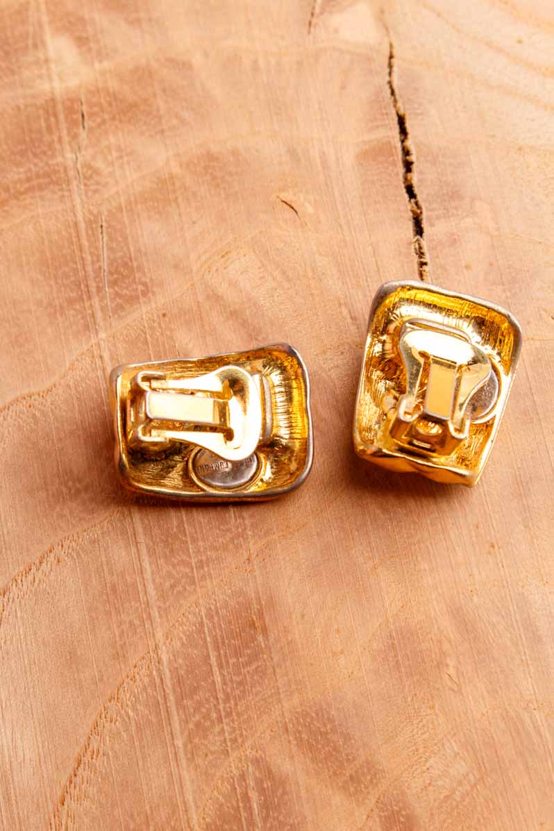 80er Jahre Ohrclips gold mit Glitzer