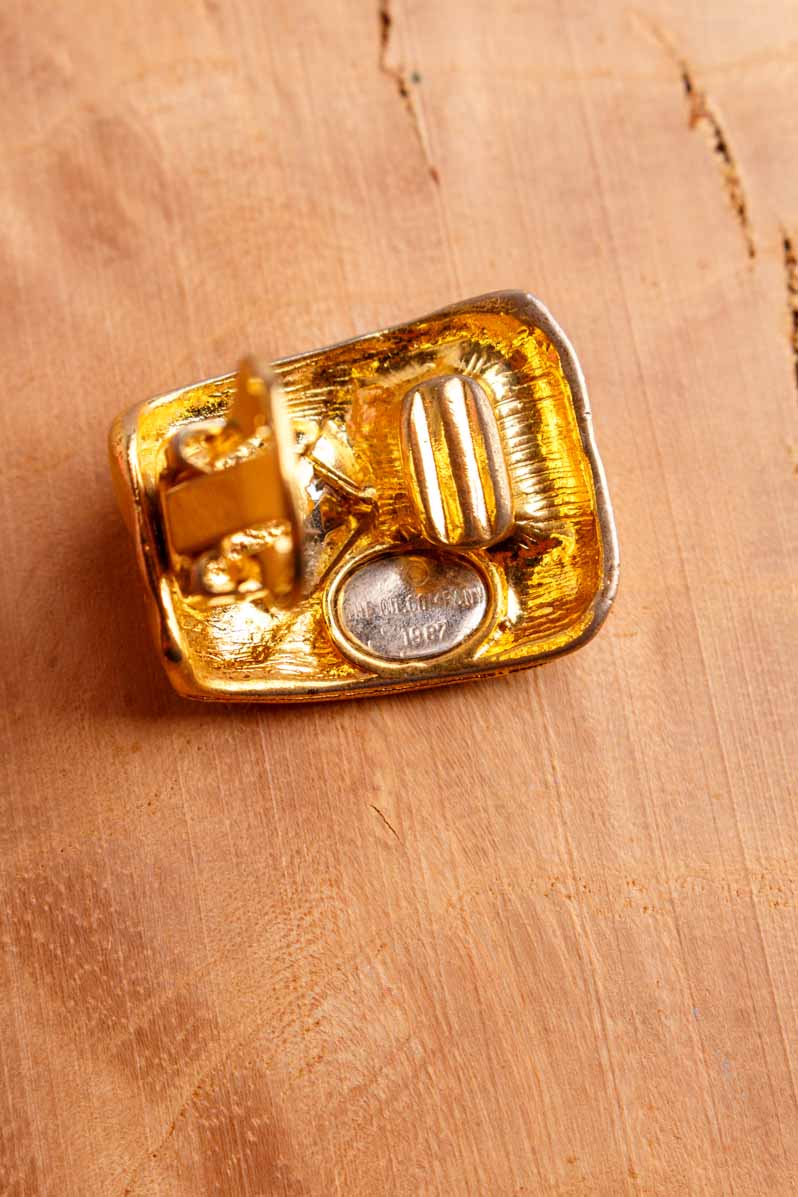 80er Jahre Ohrclips gold mit Glitzer
