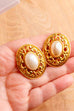 elegante 80s Ohrclips gold mit Perle