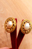 elegante 80s Ohrclips gold mit Perle