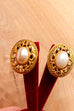 elegante 80s Ohrclips gold mit Perle