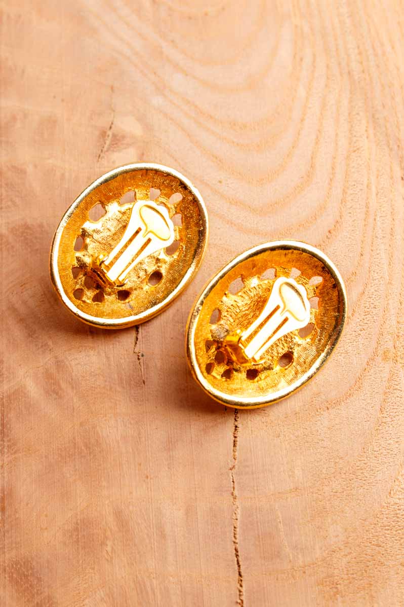 elegante 80s Ohrclips gold mit Perle