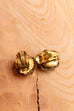 kleine 60s Ohrclips gold mit blau