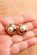 80s Ohrclips gold mit Glitzer und Perle
