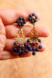 70s Ohrclips Ohrhänger blau gold