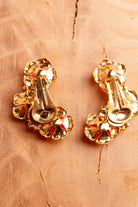 60s Ohrclips gold Blumen