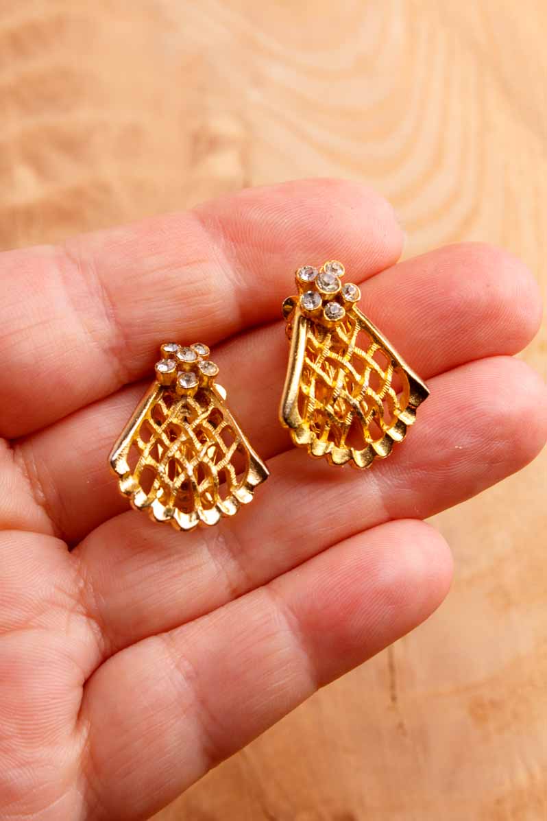 80s Ohrclips gold + Glitzer
