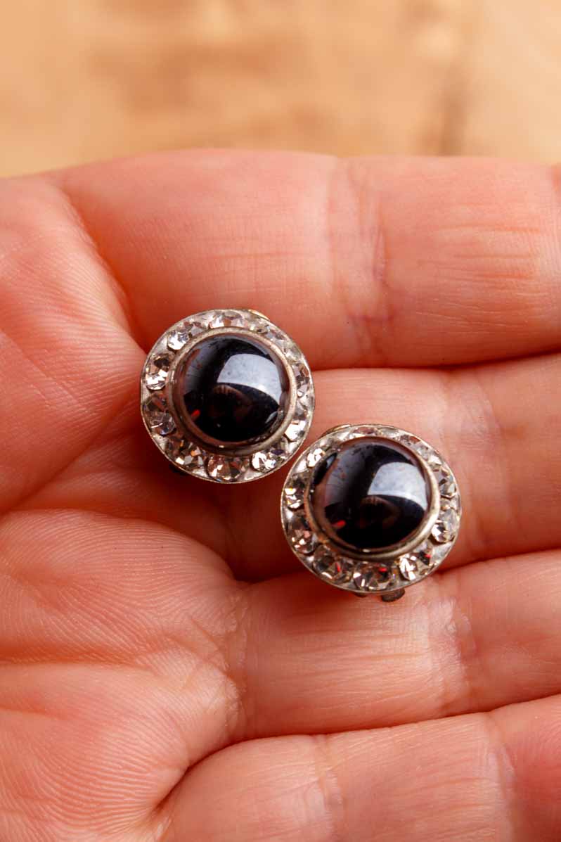 zeitlose 80s Ohrclips silber+Strass