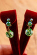 grüne 60s Ohrclips Glitzer-Strass