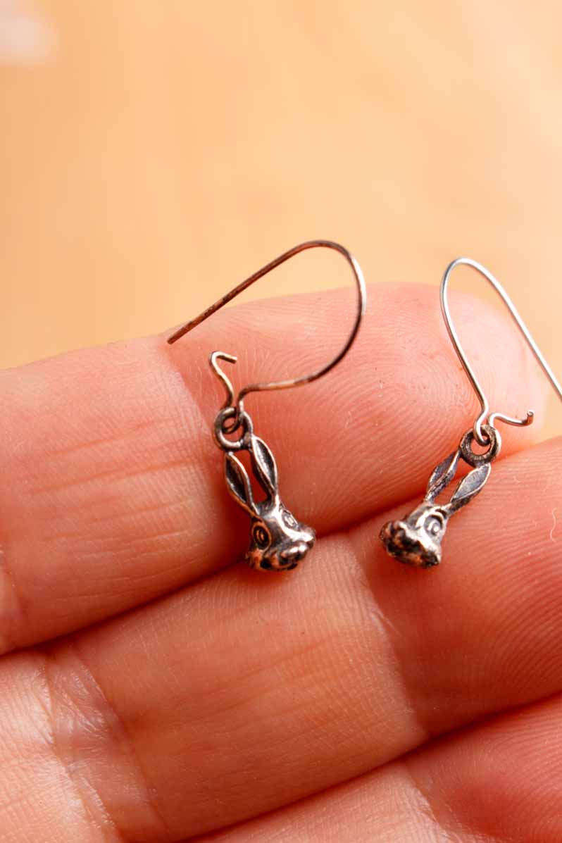winzige Hasen Ohrhänger 925 silber