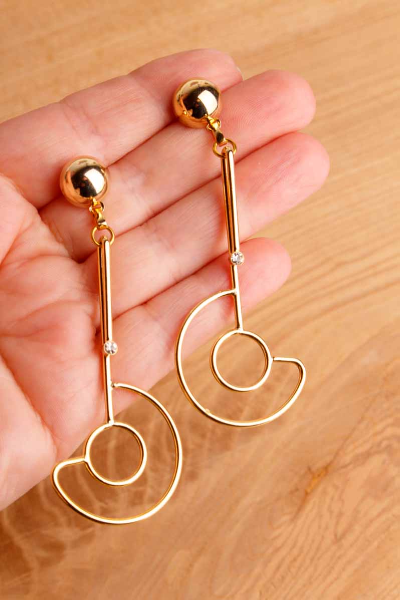 Vintage 90er Ohrstecker Kreis + Strass