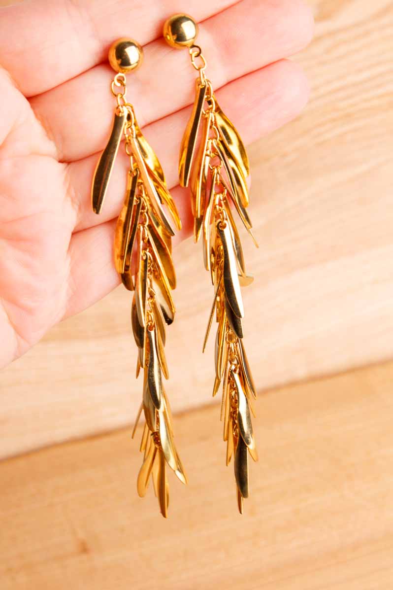 Vintage 90s Ohrstecker Fransen extralang