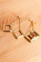 große Vintage 90s Ohrhänger Quadrat