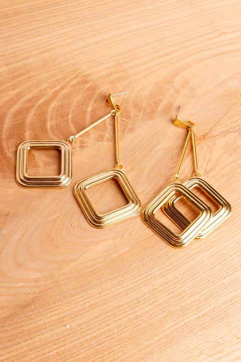 große Vintage 90s Ohrhänger Quadrat