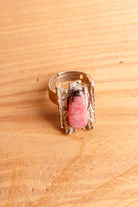 orig 70er Jahre Hippie Ring rosa Stein