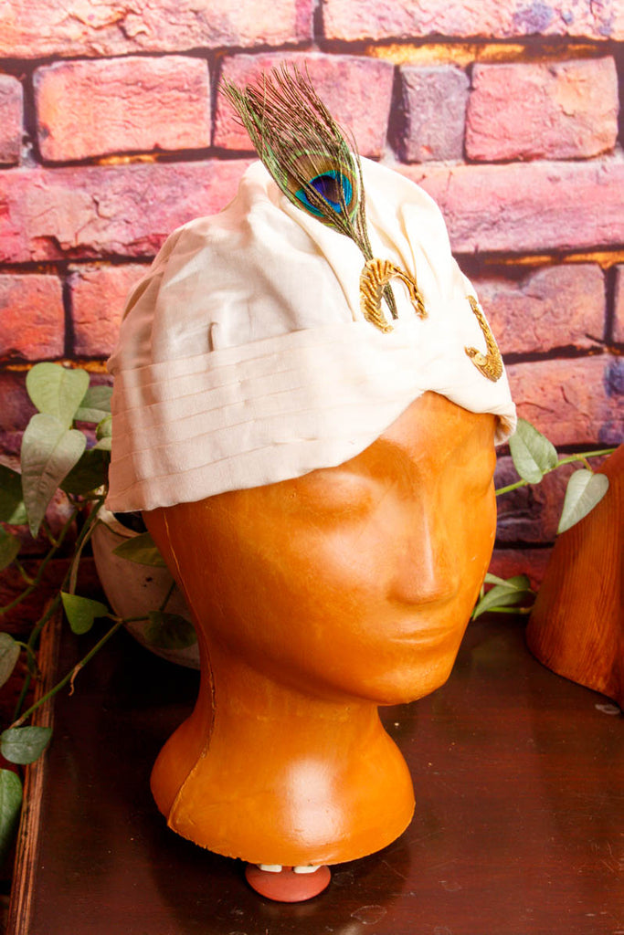 Vintage 20er Turban Hut Default Title 20er 30er 40er Accessoires Boho Charleston Disco Flapper&Charleston Frau Hochzeit Hut real-disco real-rockabilly Rockabilly Special weiß vintageberlin.de