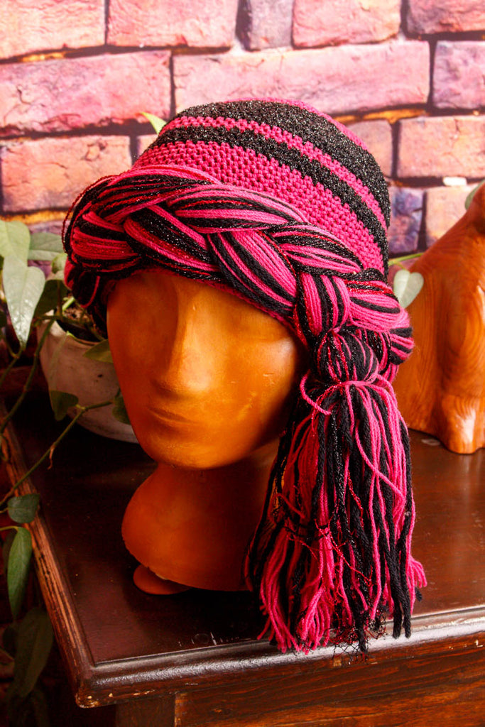 80er Jahre Mütze Hut Turban pink Default Title 80er 90er Accessoires Boho Disco Frau Hut pink real-80er schwarz Special vintageberlin.de