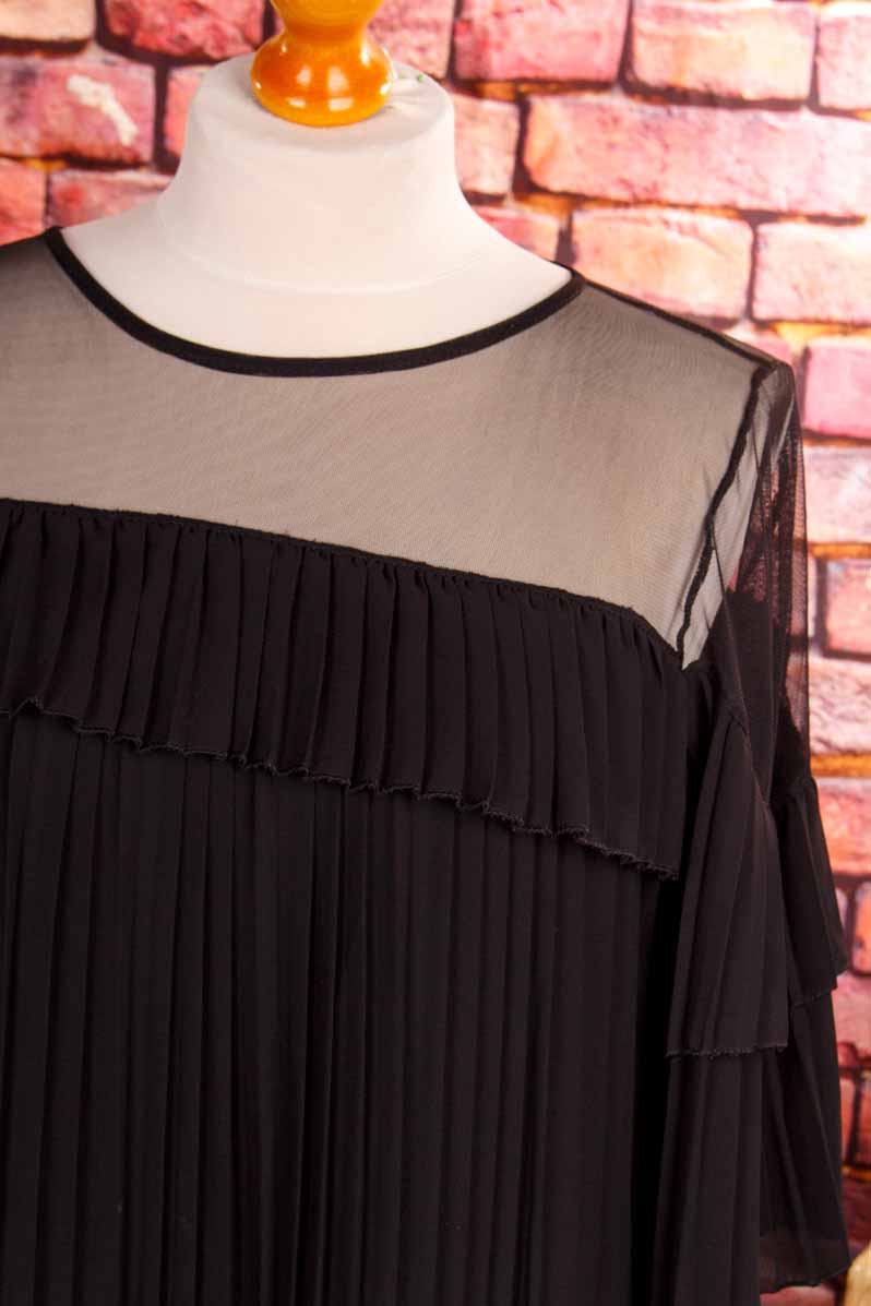 Plissee Top schwarz