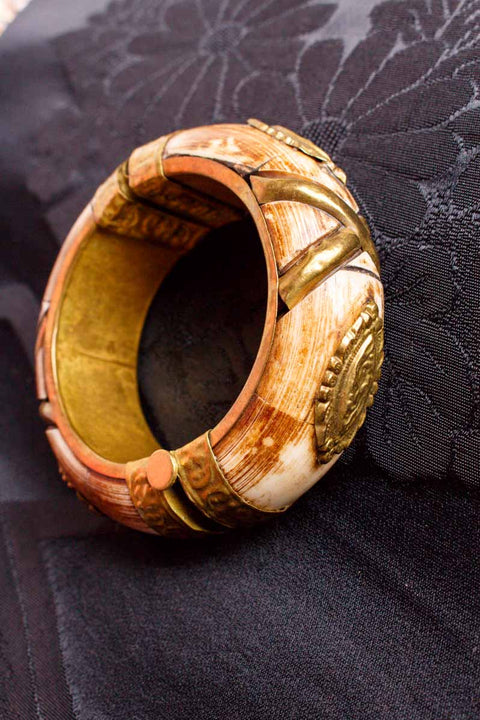 Vintage Armreifen gold + Horn