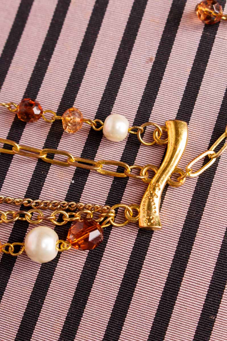 Mehrreihiges Armband gold Perlen