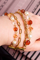 Mehrreihiges Armband gold Perlen
