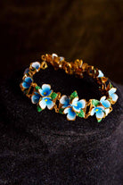 Emaille Blumen Armband babyblau
