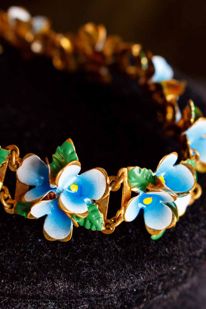 Emaille Blumen Armband babyblau