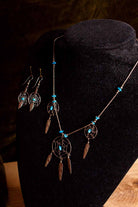Boho Kette + Ohrhänger silber türkis