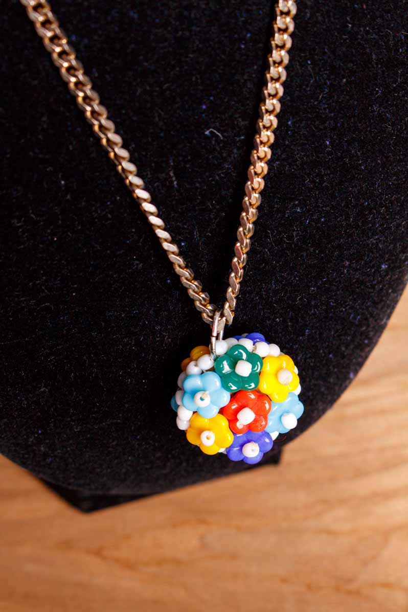 Disco Kette silber Blumen