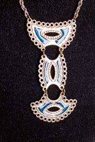 60s Kette silber + blaue Emaille
