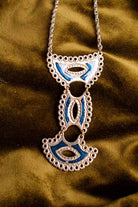 60s Kette silber + blaue Emaille