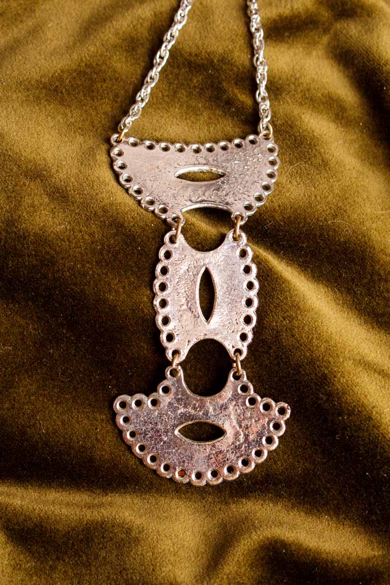 60s Kette silber + blaue Emaille