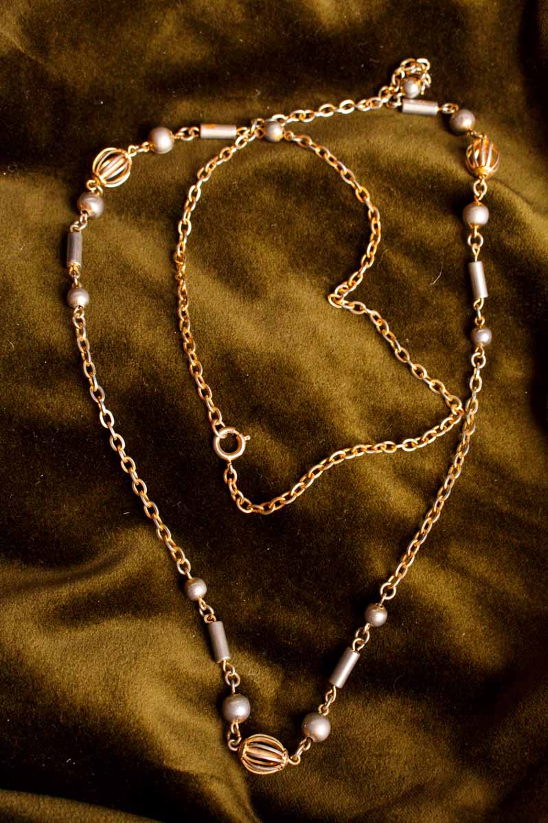 Vintage 70s Kette gold+silber