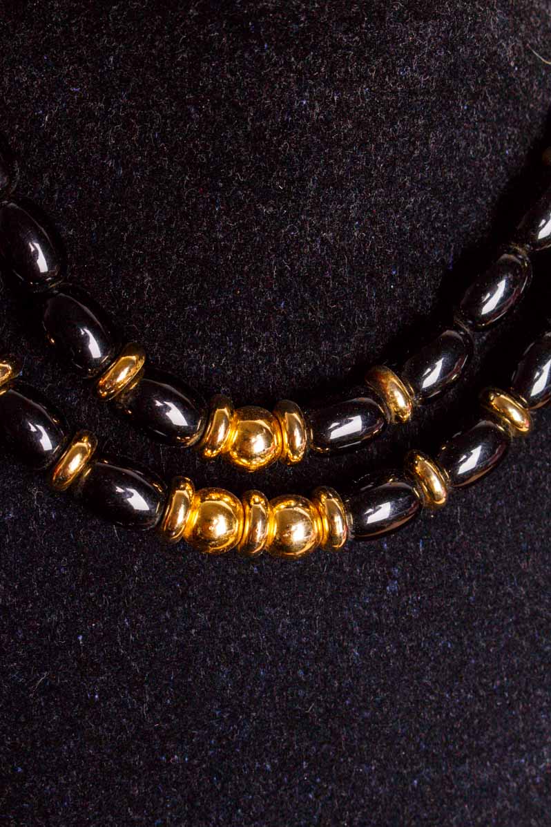 Perlen Collier schwarz-gold