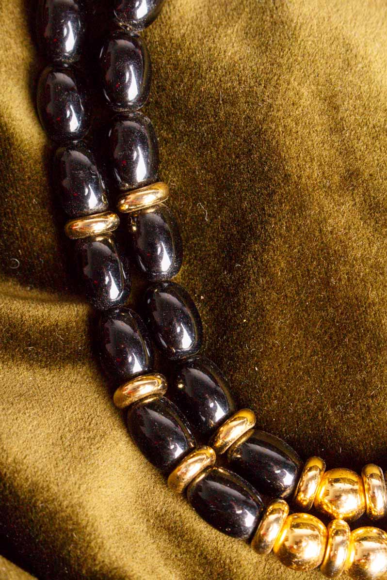 Perlen Collier schwarz-gold