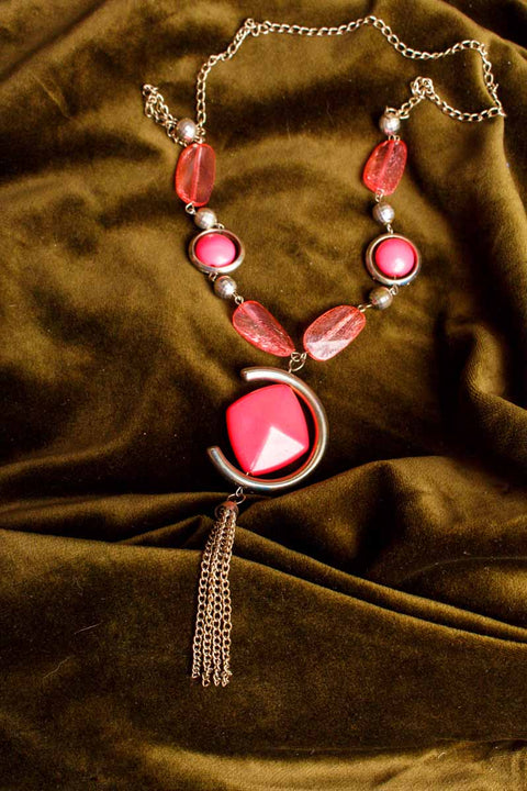 Statement Kette silber pink