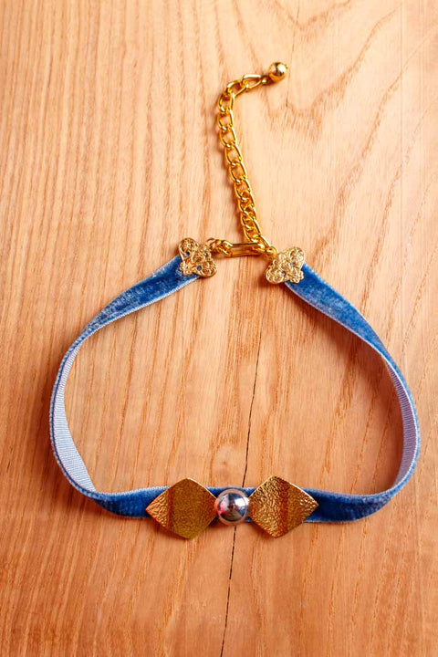 70s Disco Halsband blau