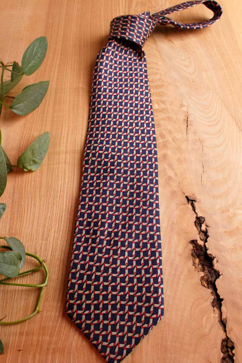 Krawatte blau rot beige Seide