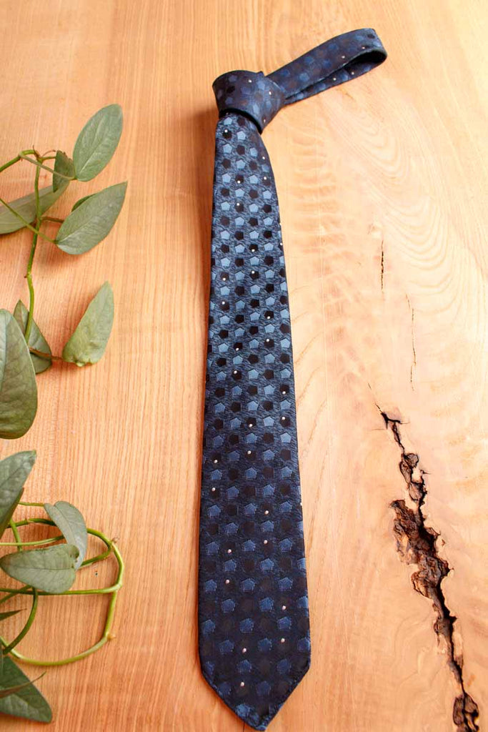 60s Rockabilly Schlips blau Rauten