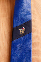 80s Leder Schlips blau