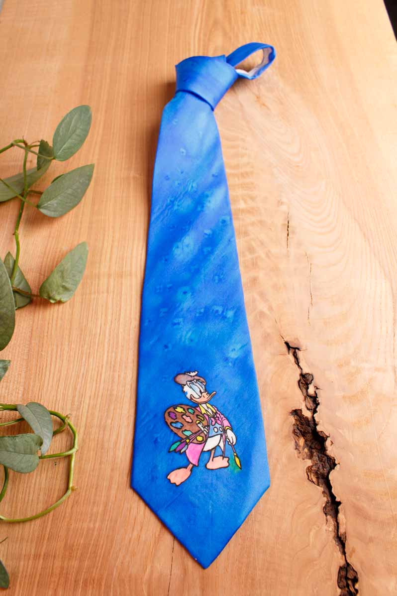 Damen Krawatte blau Seide Ente