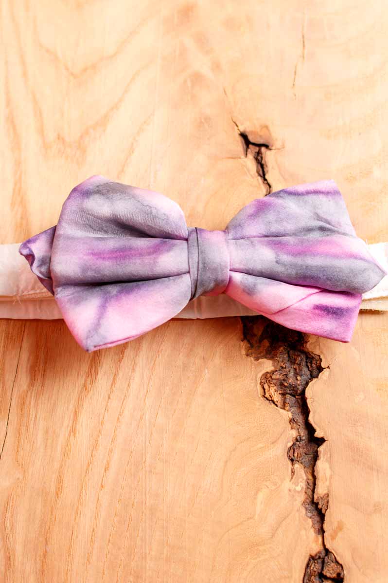 Seiden Fliege rosa grau Batik